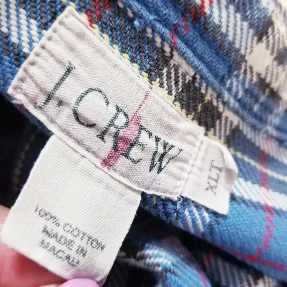 Vintage J. Crew 100% Cotton Plaid Collared Shacket Casual Long Sleeves Shirt